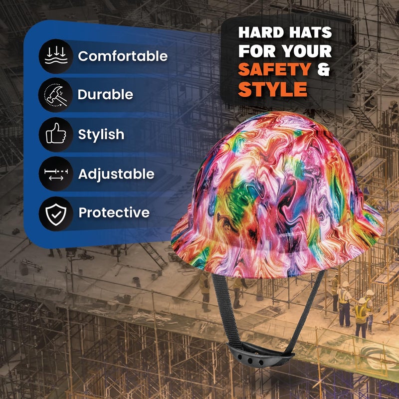 Acerpal Full Brim Non-Vented Psychedelic Art Design Matte Finish OSHA Hard Hat with 6 Point Suspension - Image 2